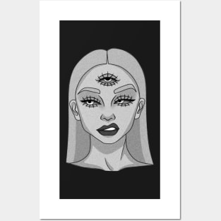 The young lady with three eyes - Drawing - B&W Posters and Art